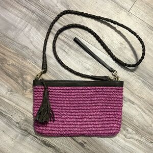 J. Jill Magenta Woven Crossbody/Wristlet with Dark Brown Braided Strap
